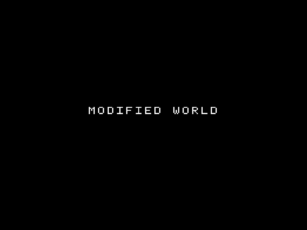 The sample ROM displaying MODIFIED WORLD after the first patch